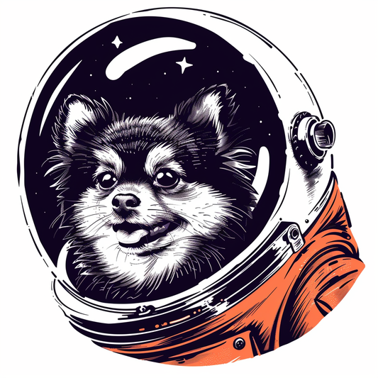 Sticker of a Pomeranian Dog astronaut majestic Expressive surreal Vinyl Decal Sticker for Car, Laptop, Tumbler and more # F013831