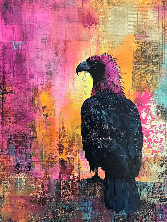 The silhouette of a eagle with an abstract colorful Expressive surreal Poster # F024843