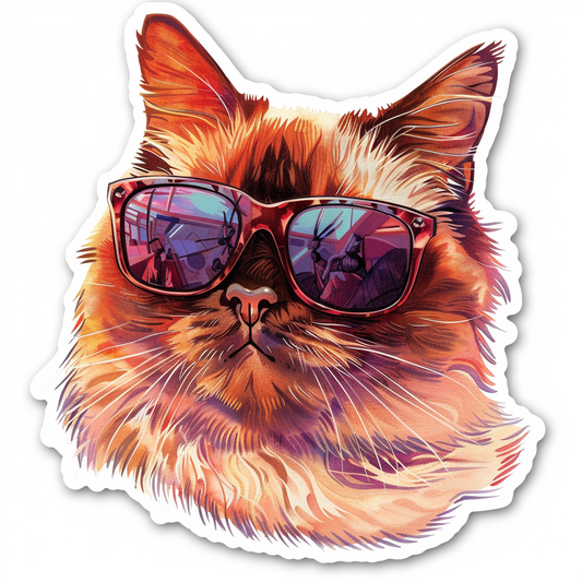 Burmese Cat wearing sunglasses Vinyl Decal Sticker for Car, Laptop, Tumbler and more # F010944