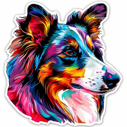 Border Collie Dog majestic Expressive surreal Vinyl Decal Sticker for Car, Laptop, Tumbler and more # F021785-4" x 4"