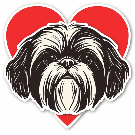 Adorable Shih Tzu Dog Expressive surreal Vinyl Decal Sticker for Car, Laptop, Tumbler and more # F018315