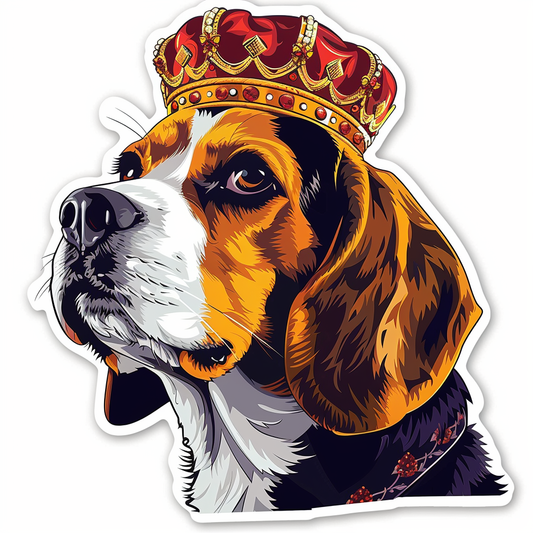 Beagle dog crowned Vinyl Decal Sticker for Car, Laptop, Tumbler and more # F011898
