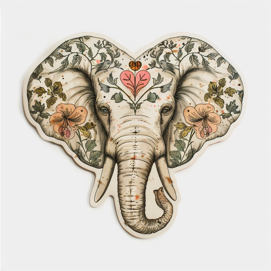 Elephant Expressive surreal Vinyl Decal Sticker for Car, Laptop, Tumbler and more # F022367-4" x 4"
