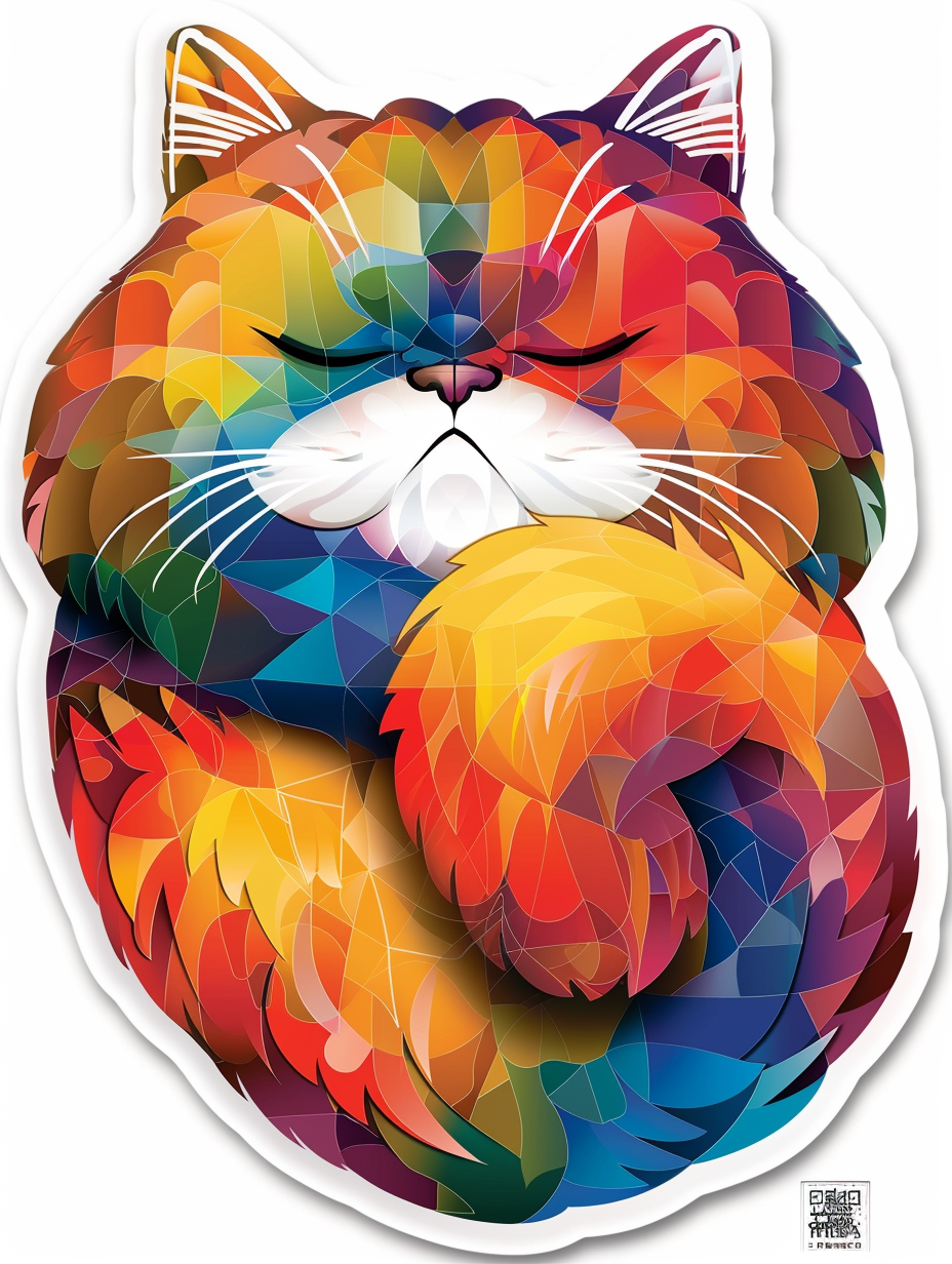 Persian Cat Expressive surreal Vinyl Decal Sticker for Car, Laptop, Tumbler and more # F016490