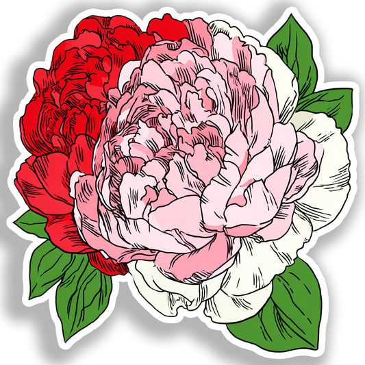 Peony Flower Vinyl Decal Sticker for Car, Laptop, Tumbler and more # A019255-4" x 4"