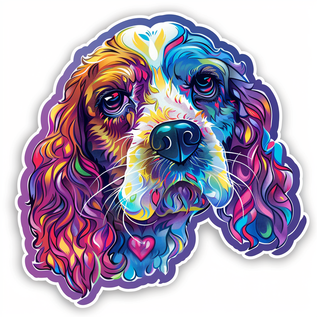 Cocker Spaniel Dog majestic Expressive surreal Vinyl Decal Sticker for Car, Laptop, Tumbler and more # F019939-4" x 4"