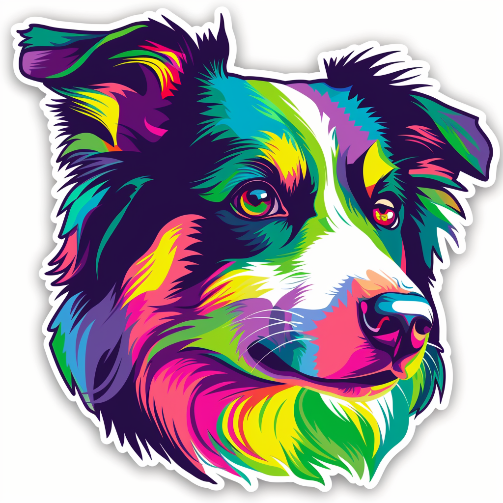 Sticker of a Border Collie Dog majestic Expressive surreal Vinyl Decal Sticker for Car, Laptop, Tumbler and more # F021884