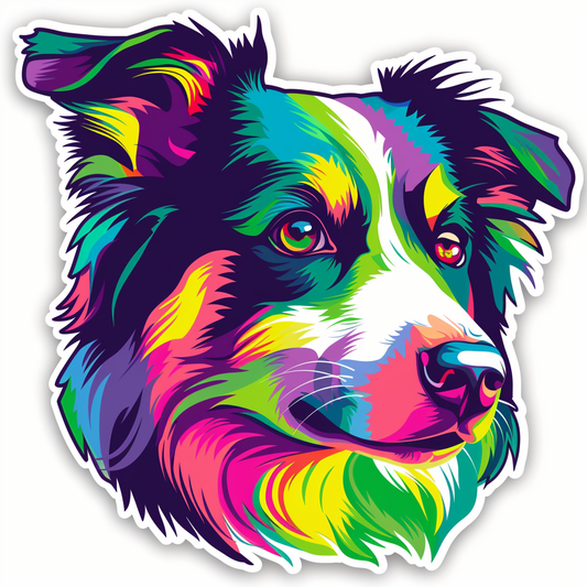 Sticker of a Border Collie Dog majestic Expressive surreal Vinyl Decal Sticker for Car, Laptop, Tumbler and more # F021884