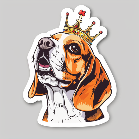Beagle dog crowned Vinyl Decal Sticker for Car, Laptop, Tumbler and more # F011896