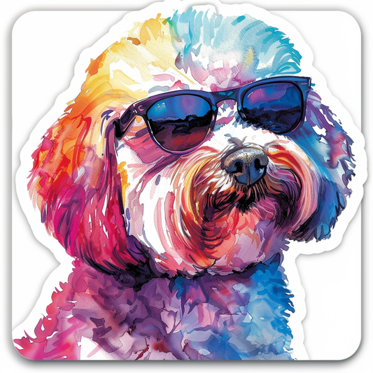 Poodle Dog wearing sunglasses Vinyl Decal Sticker for Car, Laptop, Tumbler and more # F012427