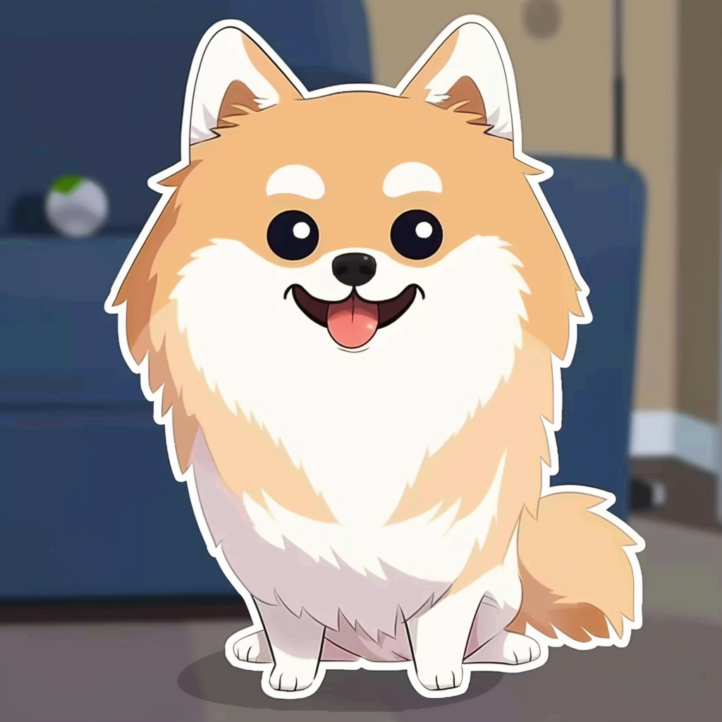 Sticker of a Pomeranian Dog Expressive surreal Vinyl Decal Sticker for Car, Laptop, Tumbler and more # F013912