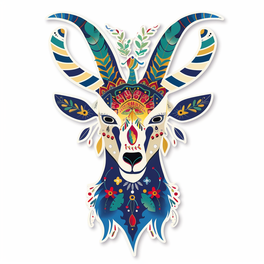 Goat Crowned majestic Expressive surreal Vinyl Decal Sticker for Car, Laptop, Tumbler and more # F020549-4" x 4"