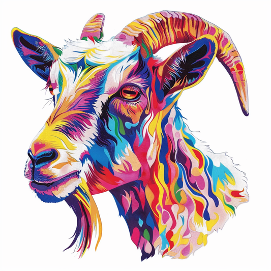 Goat majestic Expressive surreal Vinyl Decal Sticker for Car, Laptop, Tumbler and more # F020427-4" x 4"