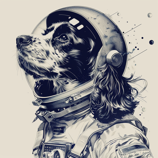 Cocker Spaniel Dog astronaut majestic Expressive surreal Vinyl Decal Sticker for Car, Laptop, Tumbler and more # F020219-4" x 4"