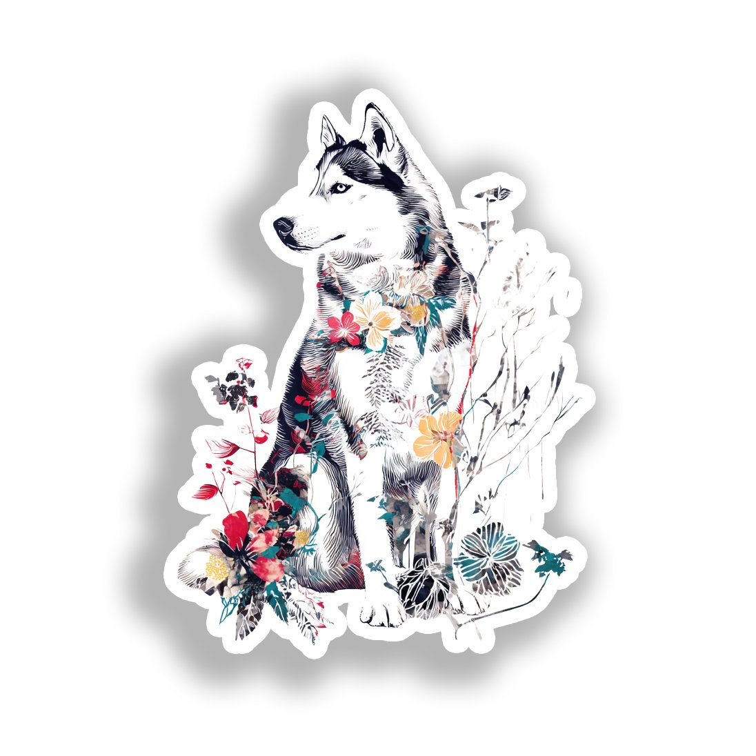 Siberian Husky Dog Vinyl Decal Sticker for Car, Laptop, Tumbler and more # A019200-4" x 4"