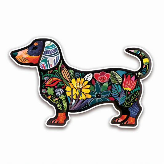 Dachshund Dog floral Vinyl Decal Sticker for Car, Laptop, Tumbler and more # F013188