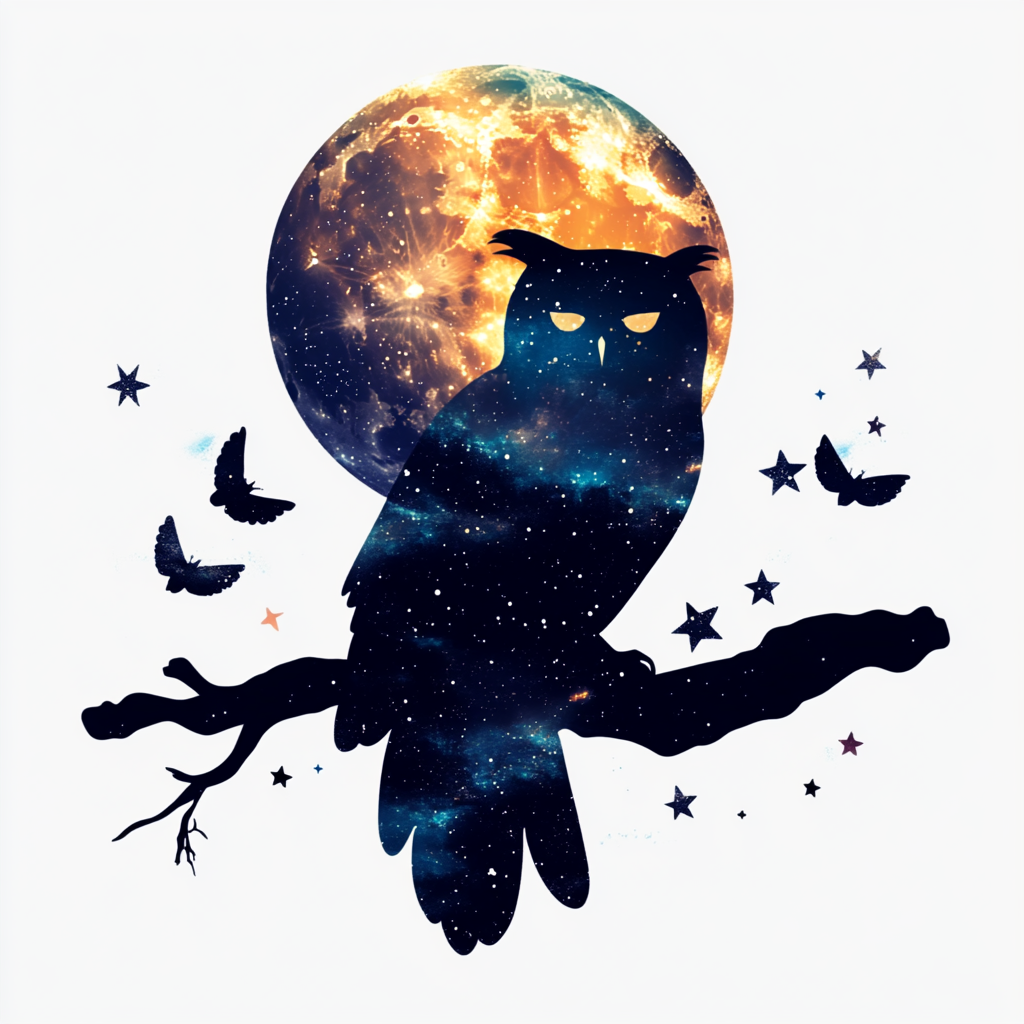 Owl Moon and Stars Vinyl Decal Sticker for Car, Laptop, Tumbler and more # F025756