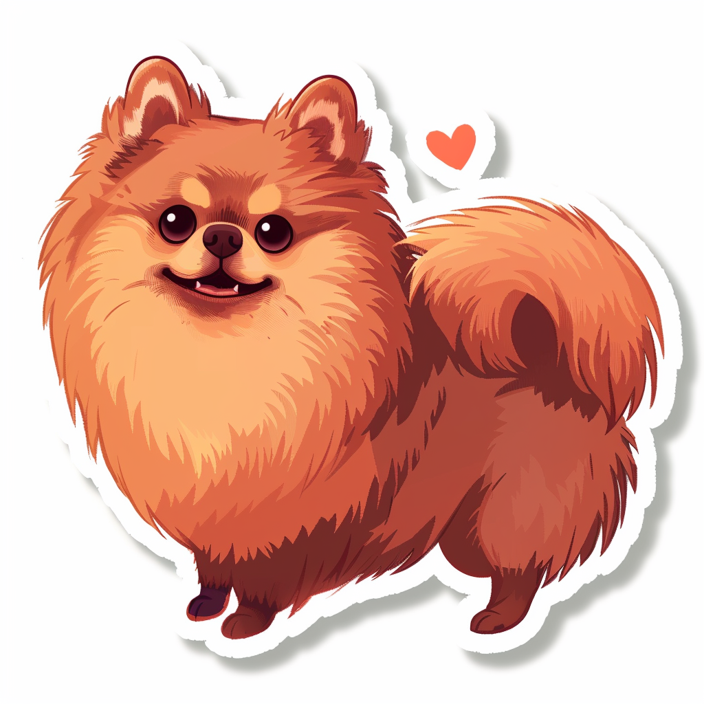 Sticker of a Pomeranian Dog majestic Expressive surreal Heartcore Vinyl Decal Sticker for Car, Laptop, Tumbler and more # F013985