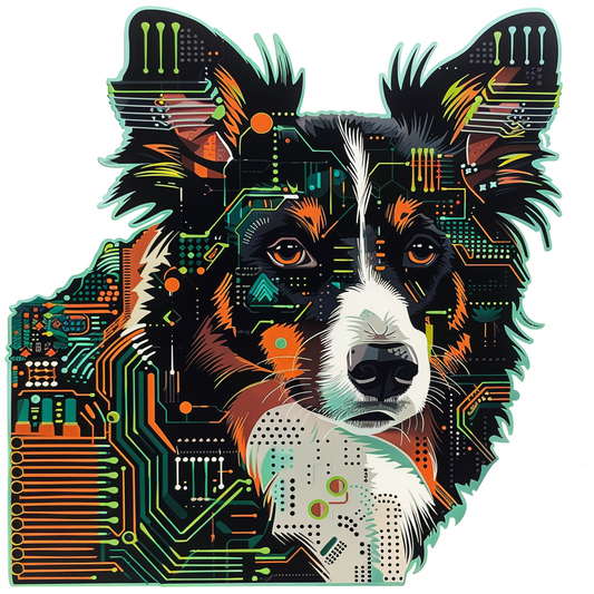 Border Collie Dog majestic Expressive surreal Vinyl Decal Sticker for Car, Laptop, Tumbler and more # F021786-4" x 4"