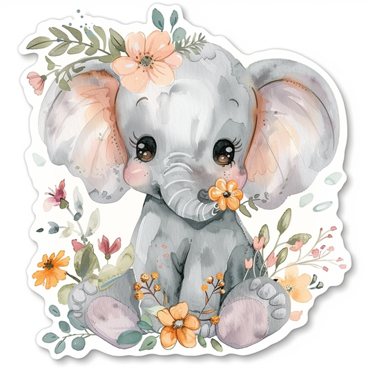 Elephant Expressive surreal Vinyl Decal Sticker for Car, Laptop, Tumbler and more # F022364-4" x 4"