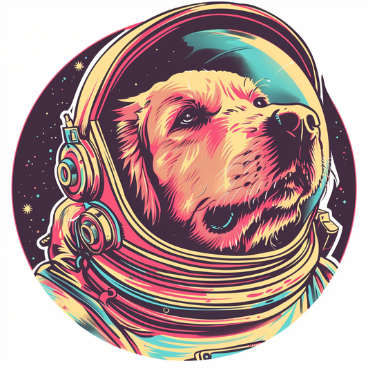 Golden Retriever Dog astronaut Vinyl Decal Sticker for Car, Laptop, Tumbler and more # F010477
