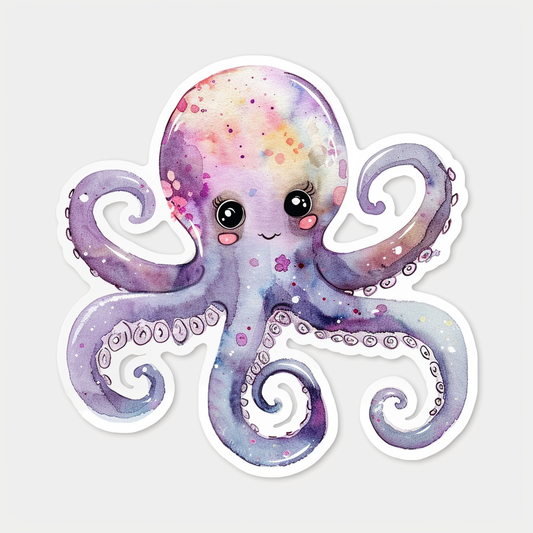 Adorable Octopus with chubby cheeks Expressive surreal Vinyl Decal Sticker for Car, Laptop, Tumbler and more # F015962