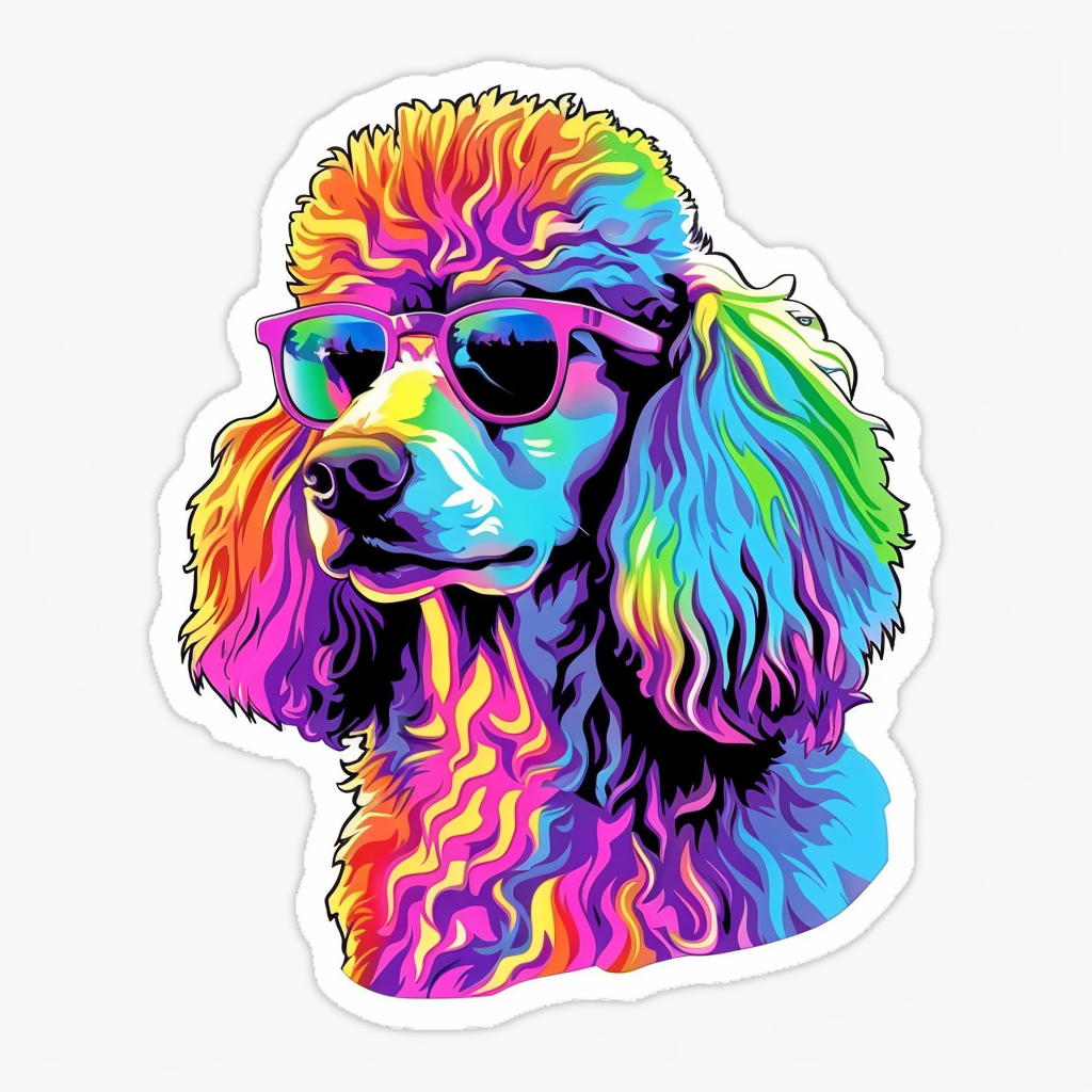 Poodle Dog wearing sunglasses Vinyl Decal Sticker for Car, Laptop, Tumbler and more # F012472