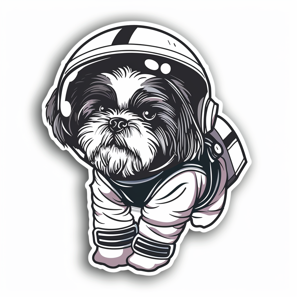 Adorable Shih Tzu Dog Expressive surreal Vinyl Decal Sticker for Car, Laptop, Tumbler and more # F018464