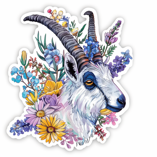 Goat majestic Expressive surreal Vinyl Decal Sticker for Car, Laptop, Tumbler and more # F020568-4" x 4"