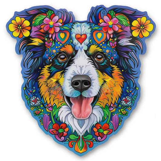 Sticker of a Border Collie Dog majestic Expressive surreal Vinyl Decal Sticker for Car, Laptop, Tumbler and more # F021880