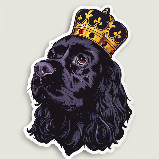 Cocker Spaniel Dog crowned majestic Expressive surreal Vinyl Decal Sticker for Car, Laptop, Tumbler and more # F020239-4" x 4"