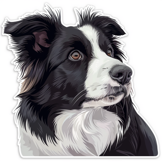 Border Collie Dog majestic Expressive surreal Vinyl Decal Sticker for Car, Laptop, Tumbler and more # F021798-4" x 4"