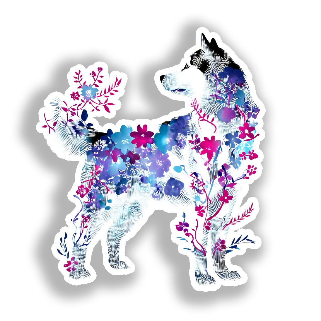 Siberian Husky Dog Vinyl Decal Sticker for Car, Laptop, Tumbler and more # A019169-4" x 4"