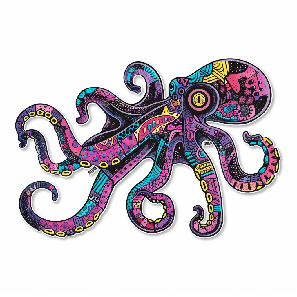 Sticker of a Octopus cyber punk majestic Expressive surreal Vinyl Decal Sticker for Car, Laptop, Tumbler and more # F015620