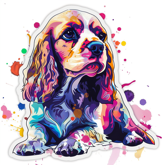 Cocker Spaniel Dog majestic Expressive surreal Vinyl Decal Sticker for Car, Laptop, Tumbler and more # F020287-4" x 4"