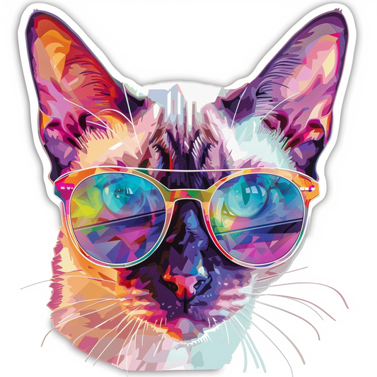 Burmese Cat wearing sunglasses Vinyl Decal Sticker for Car, Laptop, Tumbler and more # F010943