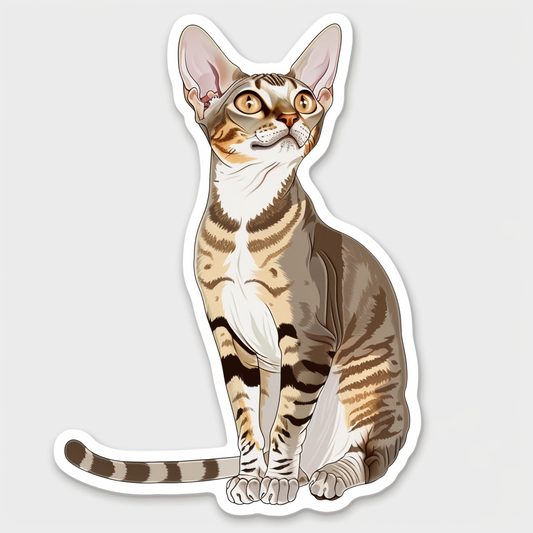 Adorable Cornish Rex Cat Expressive surreal Vinyl Decal Sticker for Car, Laptop, Tumbler and more # F021409-4" x 4"