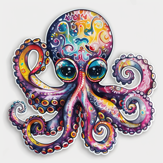 Sticker of a Octopus heartcore texture Expressive surreal Vinyl Decal Sticker for Car, Laptop, Tumbler and more # F015753