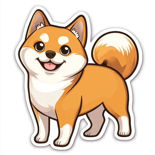 Shiba Inu sticker cartoon style Expressive surreal Vinyl Decal Sticker for Car, Laptop, Tumbler and more # F025808