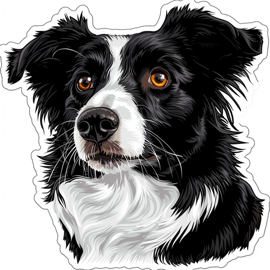 Border Collie Dog majestic Expressive surreal Vinyl Decal Sticker for Car, Laptop, Tumbler and more # F021796-4" x 4"