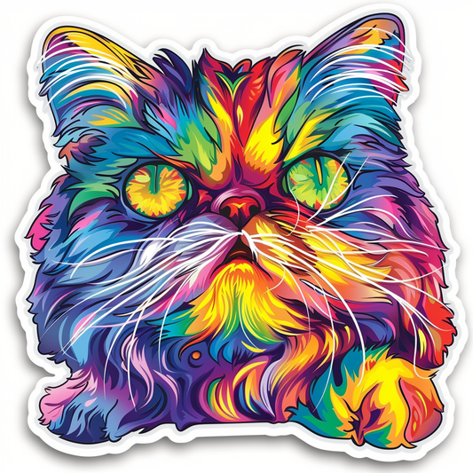 Sticker of a Persian Cat heartcore cat Expressive surreal Vinyl Decal Sticker for Car, Laptop, Tumbler and more # F016400