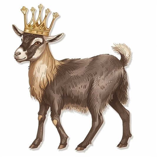 Goat Crowned majestic Expressive surreal Vinyl Decal Sticker for Car, Laptop, Tumbler and more # F020534-4" x 4"