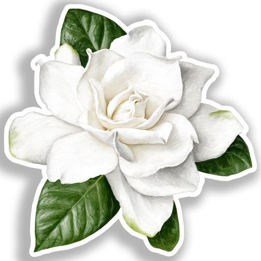 Gardenia Flower Vinyl Decal Sticker for Car, Laptop, Tumbler and more # A019600-4" x 4"