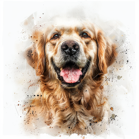 Golden Retriever Expressive surreal Vinyl Decal Sticker for Car, Laptop, Tumbler and more # F020378-4" x 4"