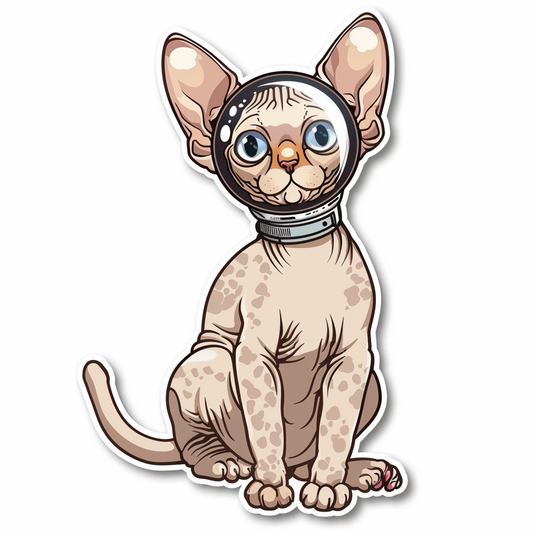 Adorable Cornish Rex Cat Expressive surreal Vinyl Decal Sticker for Car, Laptop, Tumbler and more # F021615-4" x 4"