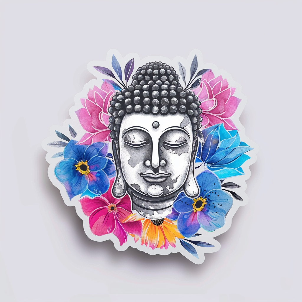 Buddha floral majestic Expressive surreal Vinyl Decal Sticker for Car, Laptop, Tumbler and more # F017023