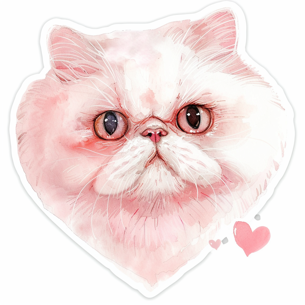 Sticker of a Persian Cat Expressive surreal Vinyl Decal Sticker for Car, Laptop, Tumbler and more # F016426