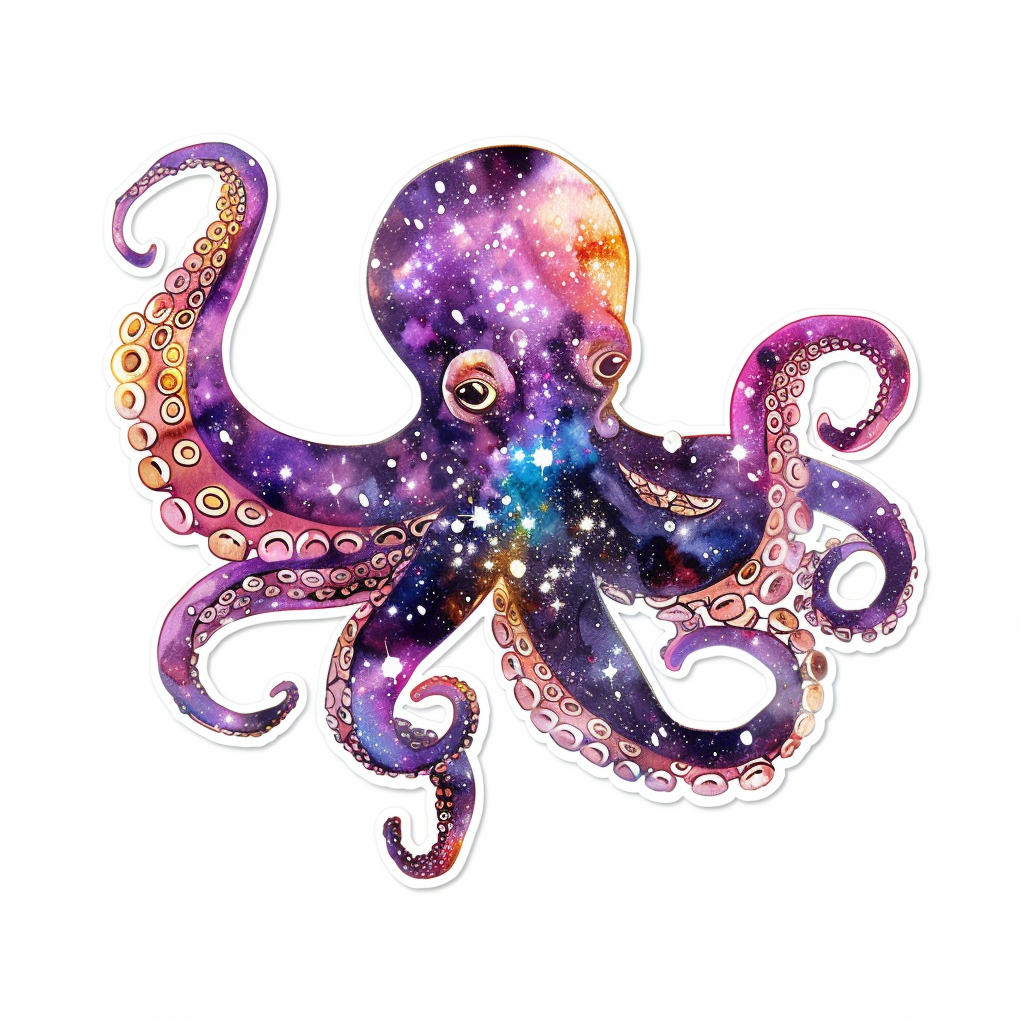 Sticker of a Octopus galaxy majestic Expressive surreal Vinyl Decal Sticker for Car, Laptop, Tumbler and more # F015621