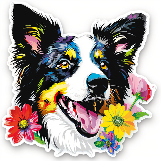 Border Collie Dog majestic Expressive surreal Vinyl Decal Sticker for Car, Laptop, Tumbler and more # F021793-4" x 4"
