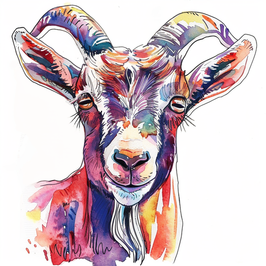 Goat majestic Expressive surreal Vinyl Decal Sticker for Car, Laptop, Tumbler and more # F020424-4" x 4"